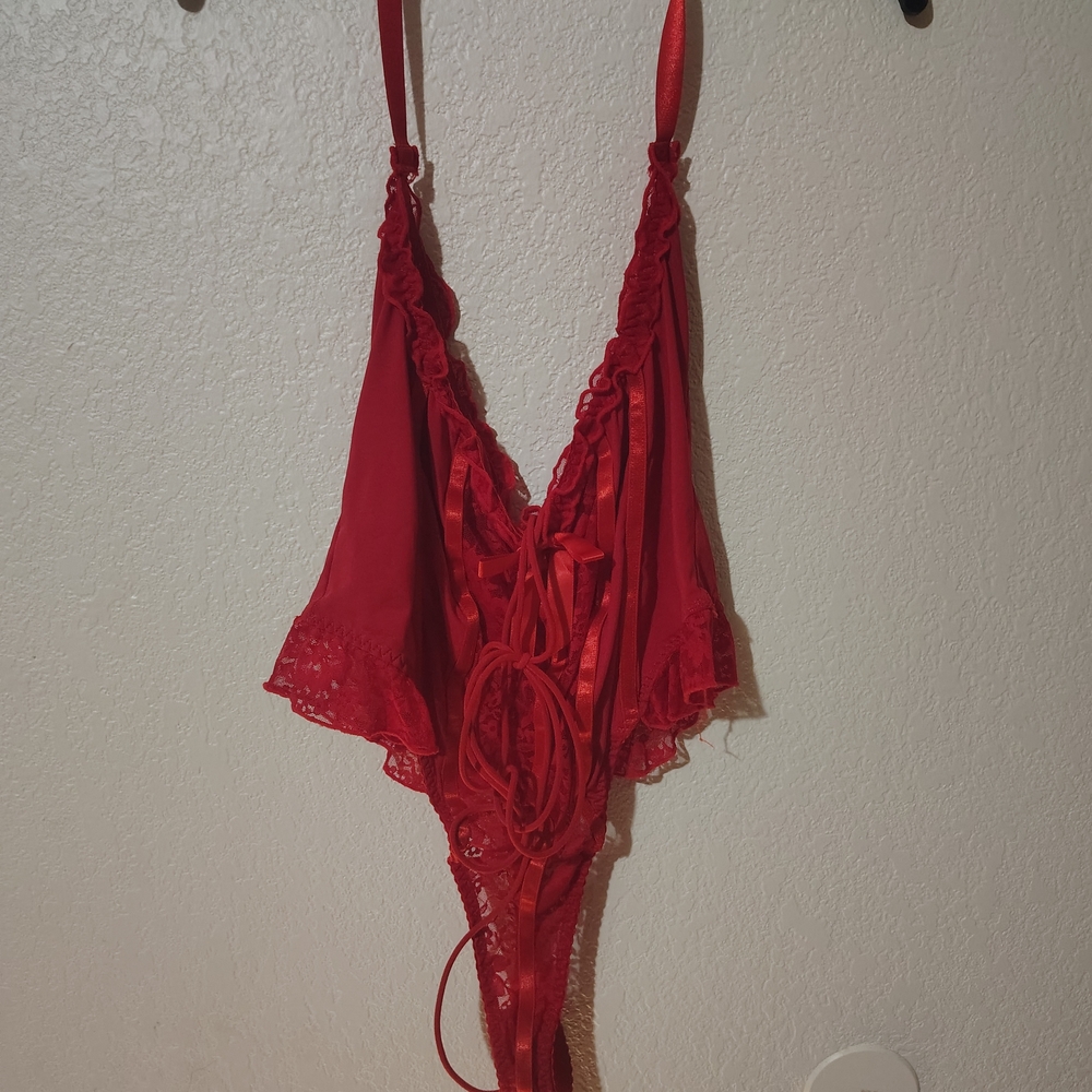 Elegant Red Lace Teddy